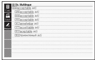 CASIO EW-F4000C,  EW-F4000E - Utilisez ▲ ,  , 山 et 山 pour amener le surignement sur le terme anglais américain (mot) que vous pouze selectionner, puis appuyez sur ENTREE. - 1