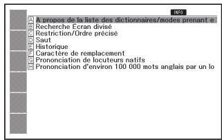 CASIO EW-F4000C,  EW-F4000E - Pour voir les dictionnaires ou modes compatibles avec certains types de recherche et autres fonctions - 1