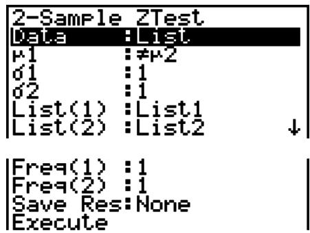 CASIO GRAPH 75 - - Test Z à 2 échantillons - 1