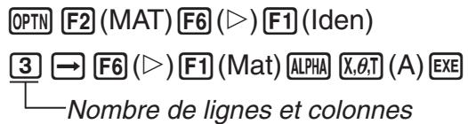 CASIO GRAPH 75 - Exemple Créer une matrice unité 3 × 3 comme matrice A - 1