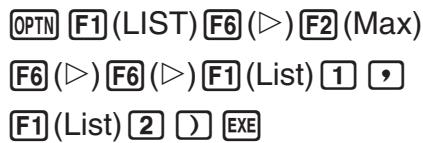 CASIO GRAPH 75 - Exemple Trouver si la liste 1 (75, 16, 98, 46, 56) ou la liste 2 (35, 59, 58, 72, 67) contient la plus grande valeur - 1