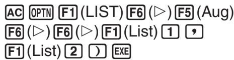 CASIO GRAPH 75 - Exemple Combiner la liste 1 (-3, -2) et la liste 2 (1, 9, 10) - 1