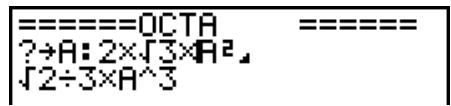 CASIO GRAPH 75 - Exemple Rechercher la lettre « A » dans le programme nommé OCTA - 4