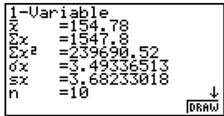 CASIO GRAPH 75 - ■ Affichage des résultats du calcul d'un graphe à variable unique - 1