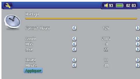 ARCHOS AV 700 - Paramètres de l'horloge - 5