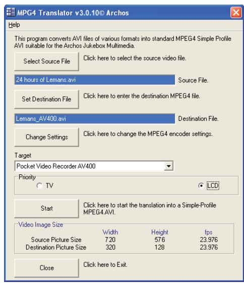 ARCHOS AV 700 - Utiliser MPEG4 Translator - 1