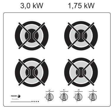 FAGOR 5CFI-4GLS - MODELES DES TABLES DE CUISSON A GAZ - 1