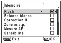 PENTAX OPTIO S60 - Sauvegarde des éléments du menu (Mémoire) - 4