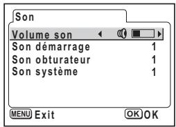 PENTAX OPTIO S60 - Changement des réglages sonores - 1