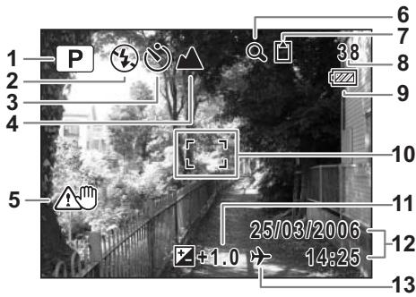 PENTAX OPTIO W10 - Affichage normal en mode capture d'images fixes - 1