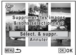 PENTAX OPTIO W10 - Suppression des images et des fichiers son sélectionnés (à partir de l'affichage neuf images) - 3