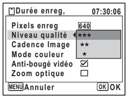 PENTAX OPTIO W10 - Niveau de qualité des séquences vidéo - 1