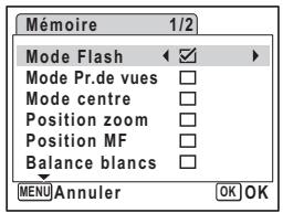 PENTAX OPTIO W10 - Sauvegarde des réglages (Mémoire) - 2