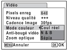PENTAX OPTIO W10 - Enregistrement de séquences vidéo en noir et blanc ou sépia (mode couleur) - 1