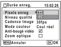 PENTAX OPTIO W10 - Pixels enregistrés pour les séquences vidéo - 1