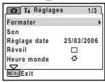 PENTAX OPTIO W10 - Réglage à l'aide des menus - 7
