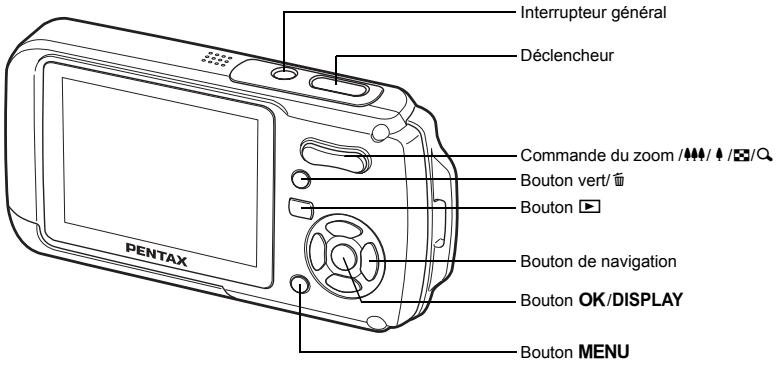 PENTAX OPTIO W10 - Noms des éléments fonctionnels - 1