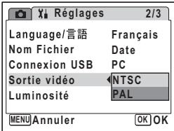 PENTAX OPTIO W10 - Changement du système de sortie vidéo - 1