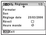 PENTAX OPTIO W10 - Réglage à l'aide des menus - 3