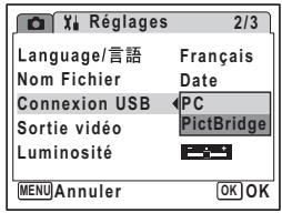 PENTAX OPTIO W10 - Changement du mode de connexion USB - 2