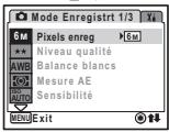 PENTAX OPTIO W10 - Réglage à l'aide des menus - 6