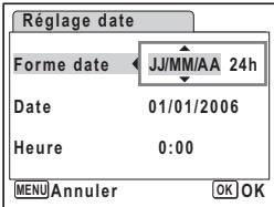 PENTAX OPTIO W10 - Changement de la date et de l'heure - 2