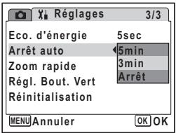 PENTAX OPTIO W10 - Désactivation de Arrêt auto - 1