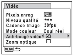 PENTAX OPTIO W10 - Réglage de la fonction anti-bougé vidéo - 1