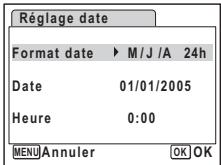 PENTAX OPTIO WP - Si l'écran de réglage de la date apparaît - 1