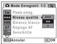 PENTAX OPTIO WP - Utilisez le bouton de navigation (▲▼) pour modifier le réglage. - 1
