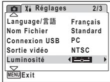 PENTAX OPTIO WP - Réglage de la luminosité de l'écran LCD - 1