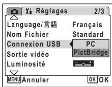 PENTAX OPTIO WP - Changement du mode de connexion USB - 2