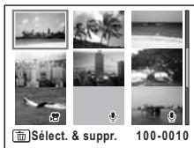 PENTAX OPTIO WP - Suppression des images et des fichiers son sélectionnés (à partir de l'affichage neuf images) - 2