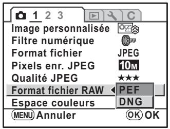 PENTAX K-M - Réglage du format de fichier RAW - 1