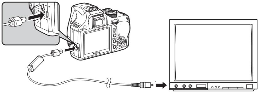 PENTAX K-M - Branchement de l'appareil à un équipement audiovisuel - 1