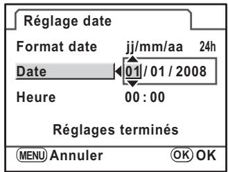 PENTAX K-M - Utilisez le bouton de navigation ( ) pour regler le mois. - 1