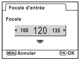 PENTAX K-M - Utilisez le bouton de navigation ( ) ou la molette de seLECTION pour régler [Focale]. - 1