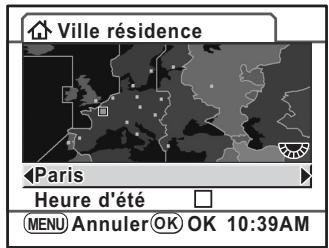 PENTAX K-M - Utilisez le bouton de navigation (▲▶) pour sélectionner une ville. - 1