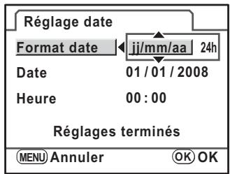PENTAX K-M - Choisisse la forme de la date à l'aide du bouton de navigation ( ) - 1