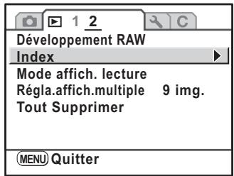 PENTAX K-M - Sélectionnez [Index] dans le menu [Lecture 2]. - 1