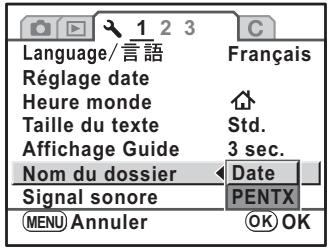 PENTAX K-M - Sélection du nom de dossier - 1