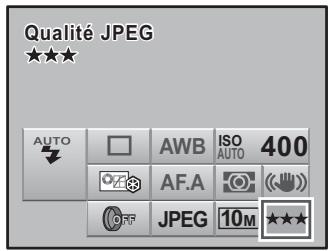 PENTAX K-M - Utilisez le bouton de navigation (▲▼▲▶) pour sélectionnner [Qualité JPEG] puis appuyez sur le bouton OK. - 1