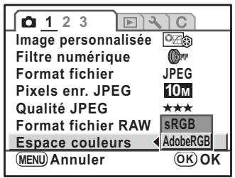 PENTAX K-M - Réglage de l'espace couleur - 1