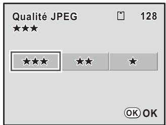 PENTAX K-M - Utilisez le bouton de navigation (▶) pour selectionner un niveau de qualité. - 1