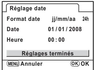 PENTAX K-M - Utilisez le bouton de navigation () pour selectionner [Réglages terminés]. - 1
