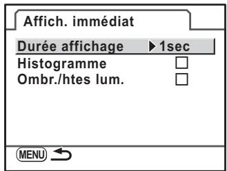 PENTAX K-M - Réglage de l'affichage pour l'affichage immédiat - 1