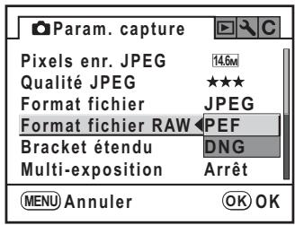 PENTAX K20D - Définition du format de fichier - 2