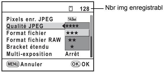 PENTAX K20D - Réglage du niveau de qualité JPEG - 1