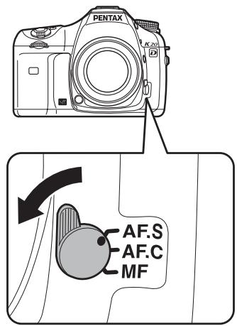 PENTAX K20D - Réglez le curseur du mode de mise au point sur AF.S. - 1