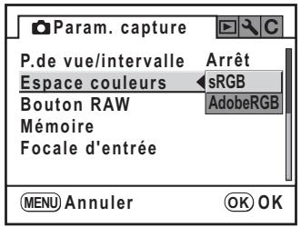PENTAX K20D - Réglage de l'espace couleur - 1